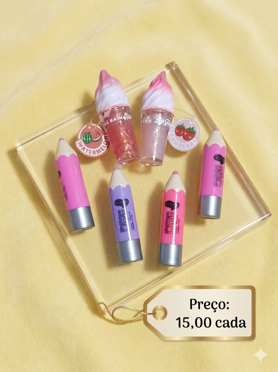 Lip Glosses Sorvete e Lápis